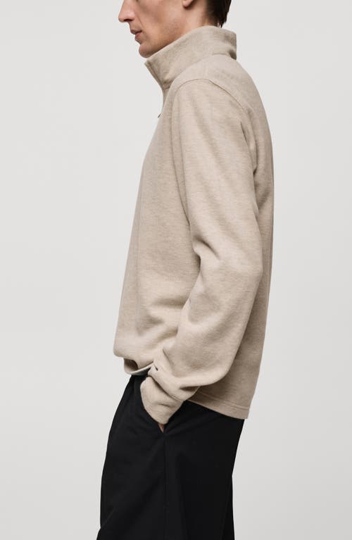 Mango Knit Cotton Blend Sweatshirt In Sand