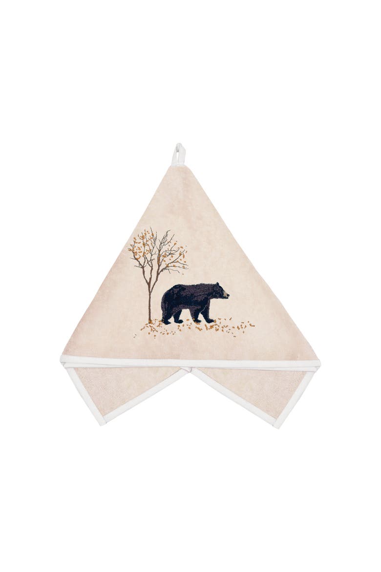 Black Bear Terrycloth Guest Towel, Main, color, Beige