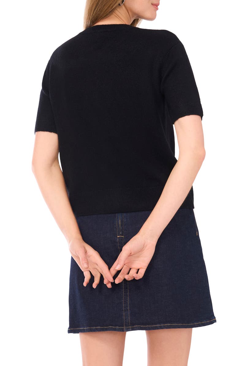 Vince Camuto Covered Button Cardigan, Alternate, color, Rich Black