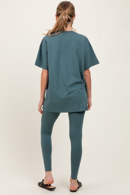 Pinkblush Oversized Crewneck Short Sleeve And Legging Set In Green