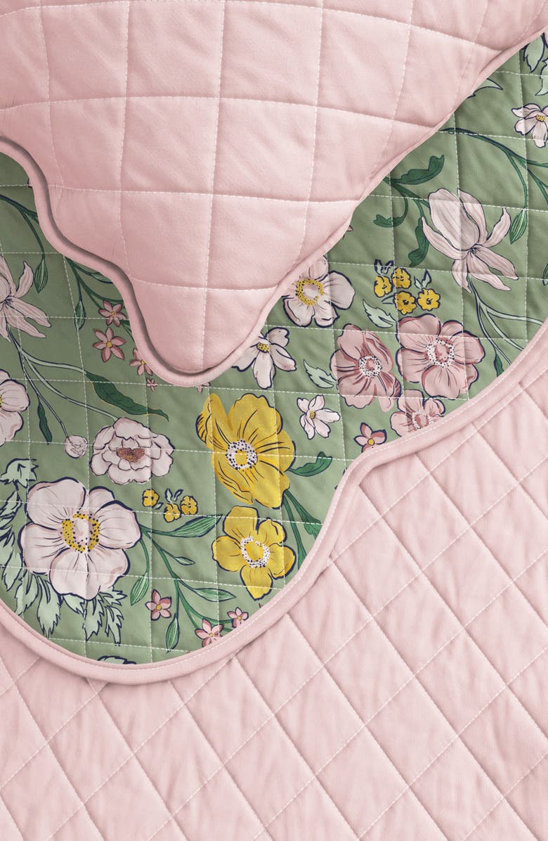 Woven & Weft Floral Scalloped Cotton Quilt & Sham Set, Alternate, color,