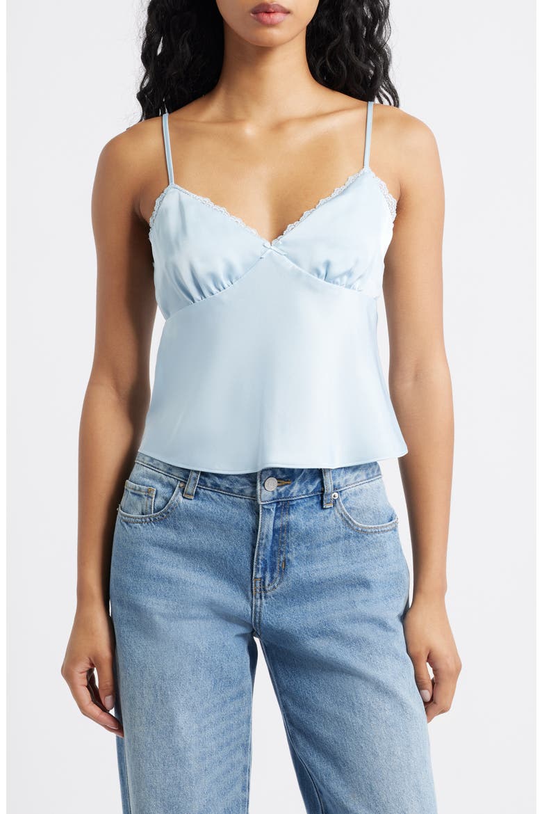 Lace Trim Camisole, Main, color, BLUE SKYRIDE