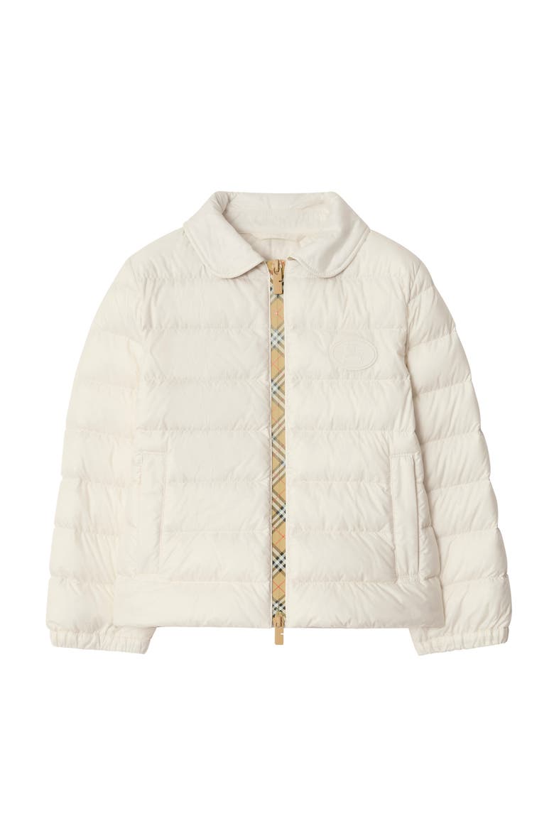 Checker-tape Nylon Puffer Jacket, Main, color, Rain white