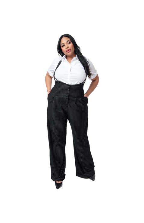 Plus Size Wide Leg Rochelle Suspender Pants