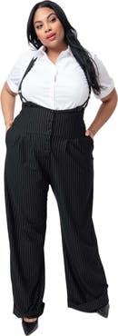 Unique Vintage Plus Size Thelma High Waist Suspender Pants