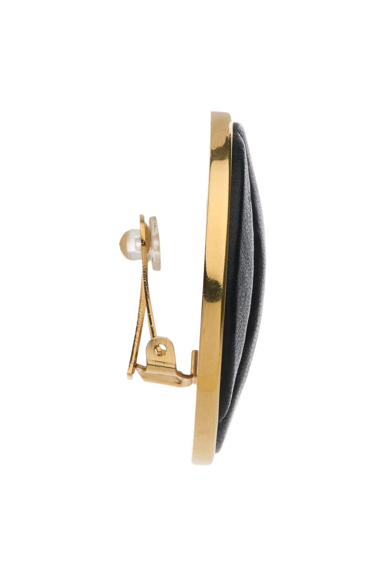 The Chloé Pleats Leather Clip-On Earrings, Alternate, color, BLACK