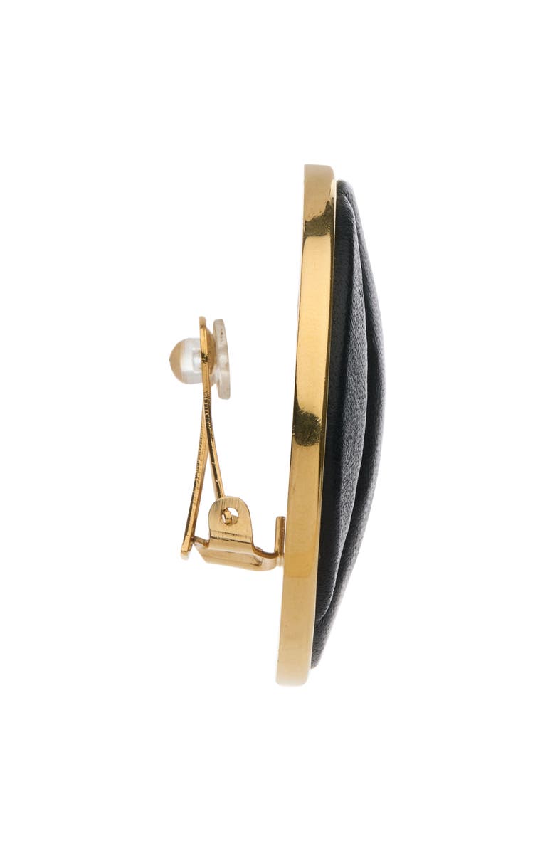 Chloé The Chloé Pleats Leather Clip-On Earrings, Alternate, color, Black