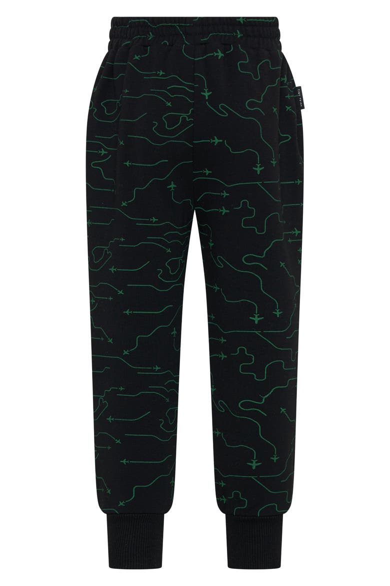 Kids' Inflight Print Cotton Joggers, Alternate, color, BLACK