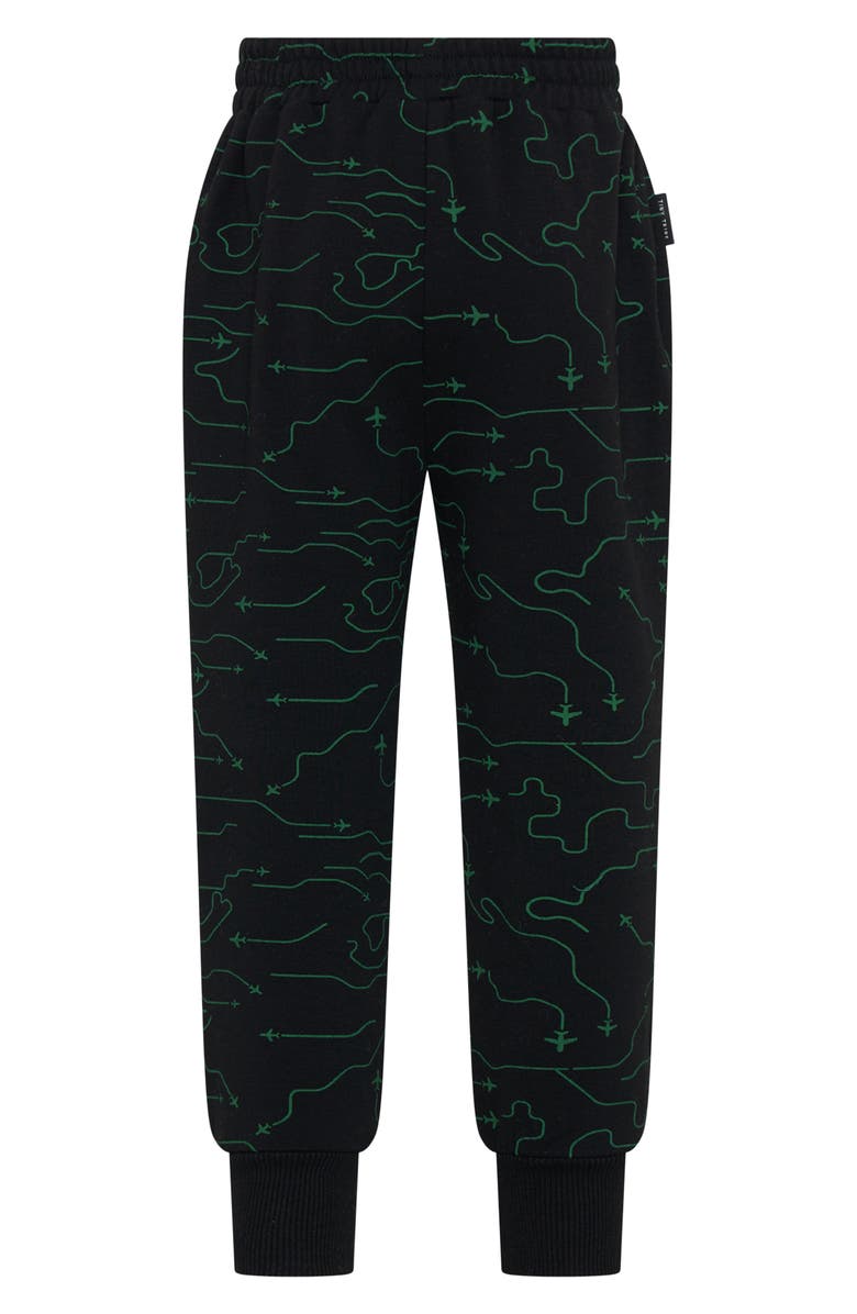 TINY TRIBE Kids' Inflight Print Cotton Joggers, Alternate, color, Black
