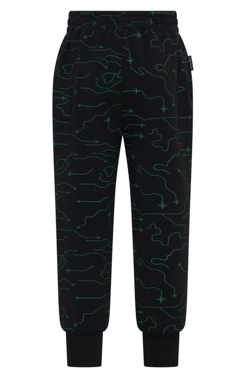 Tiny Tribe Kids' Inflight Print Cotton Joggers In Black