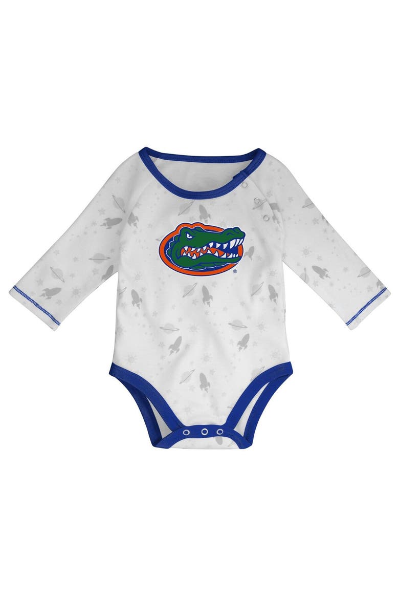 Newborn & Infant Royal/White Florida Gators Dream Team Raglan Long Sleeve Bodysuit Hat & Pants Set, Alternate, color, Royal