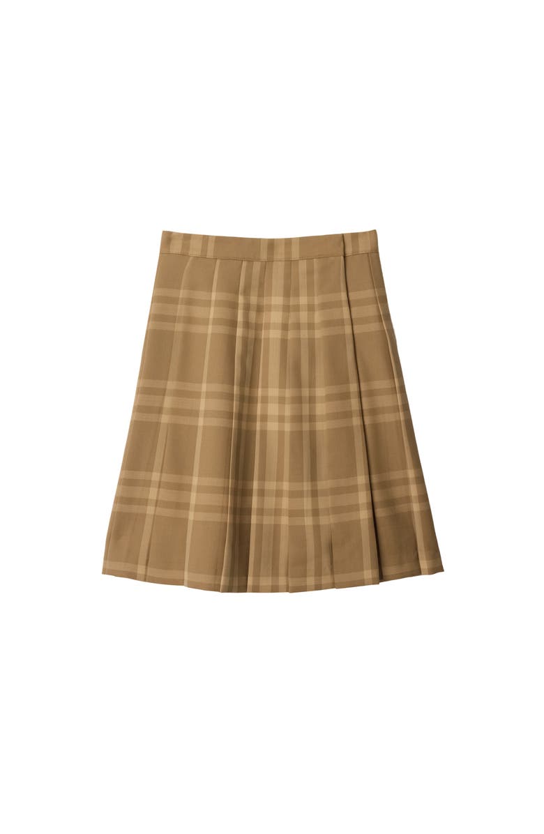 Burberry Pleated Check Wool Skirt, Main, color,