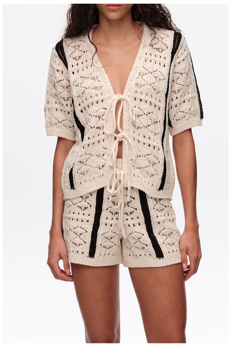 Two-Tone Knit Cardigan, Main, color, IVORY