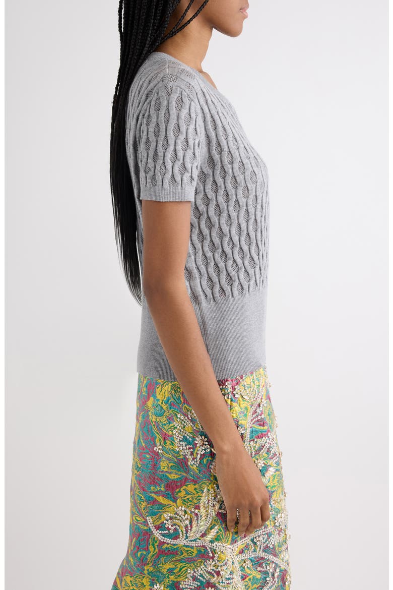 Target Short Sleeve Merino Wool Sweater, Alternate, color, GREY
