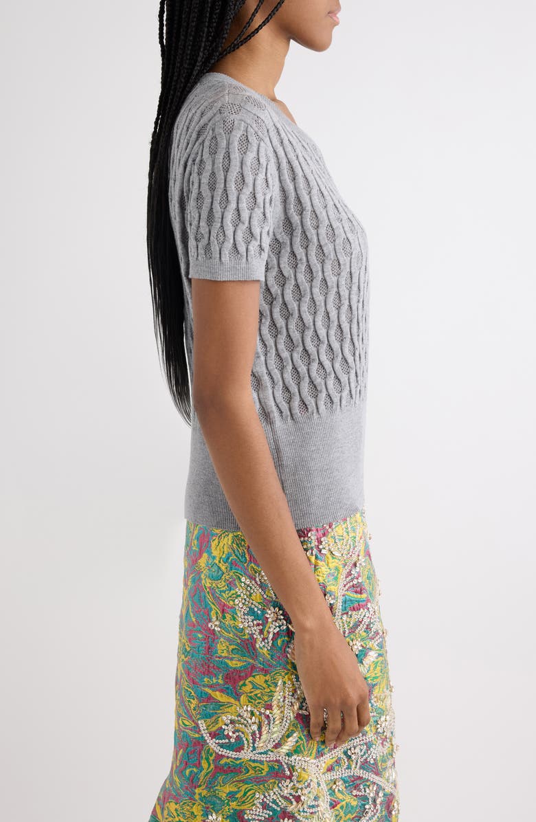 Dries Van Noten Target Short Sleeve Merino Wool Sweater, Alternate, color, Grey