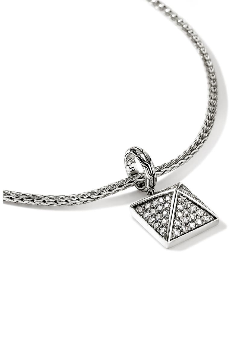 Icon Stud Pendant Necklace, Sterling Silver, Diamonds, Alternate, color, SILVER