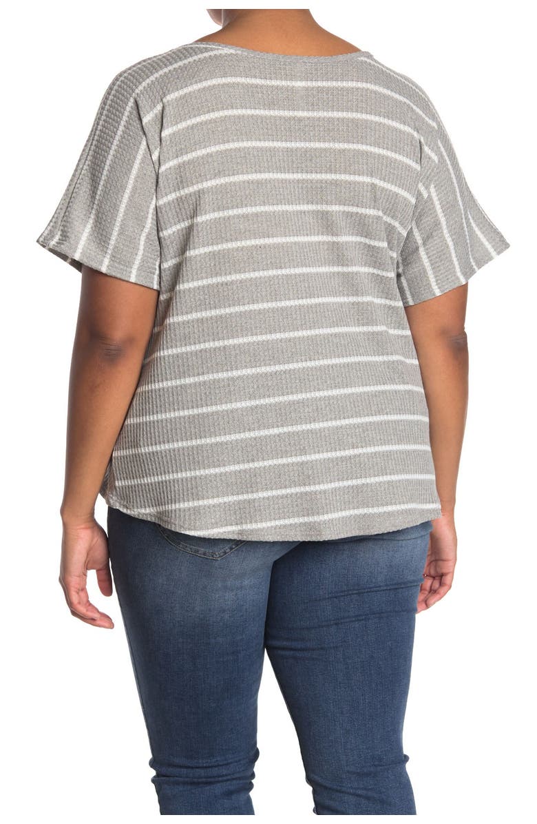 Forgotten Grace Striped V-Neck Tie Front Top, Alternate, color, 
