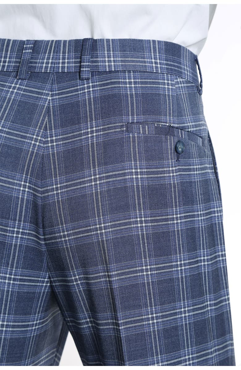 English Laundry Blue Plaid Slim Fit Peak Lapel Suit, Alternate, color, 