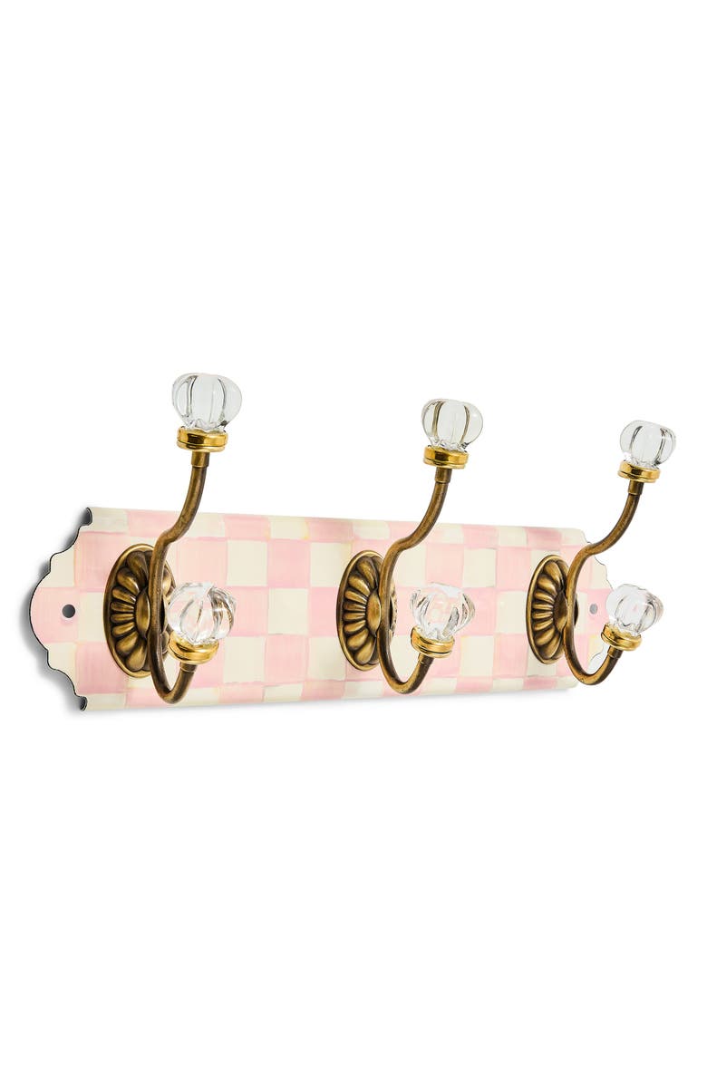 MACKENZIE CHILDS Rosy Check Triple Wall Hook, Alternate, color, Rosy