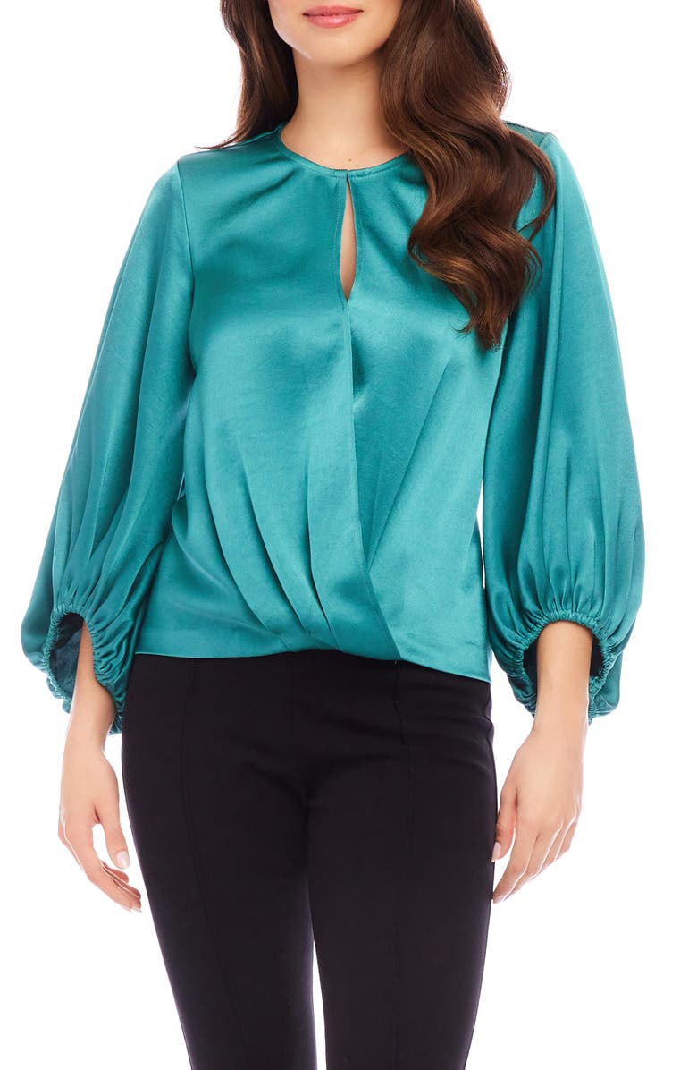 Karen Kane Keyhole Satin Top, Main, color, Glass