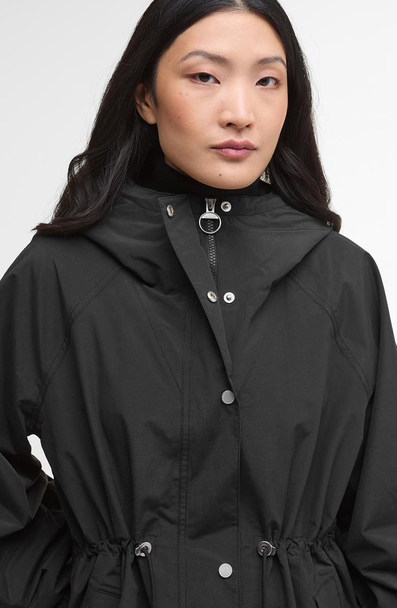 Barbour Sidney Longline Waterproof Jacket, Alternate, color, Black/ Onyx Tartan