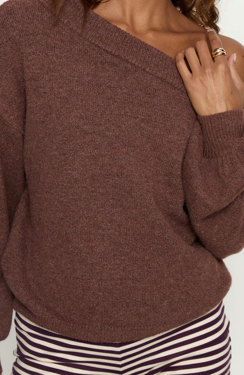 Princess Polly Noble One-Shoulder Sweater, Alternate, color, Chocolate