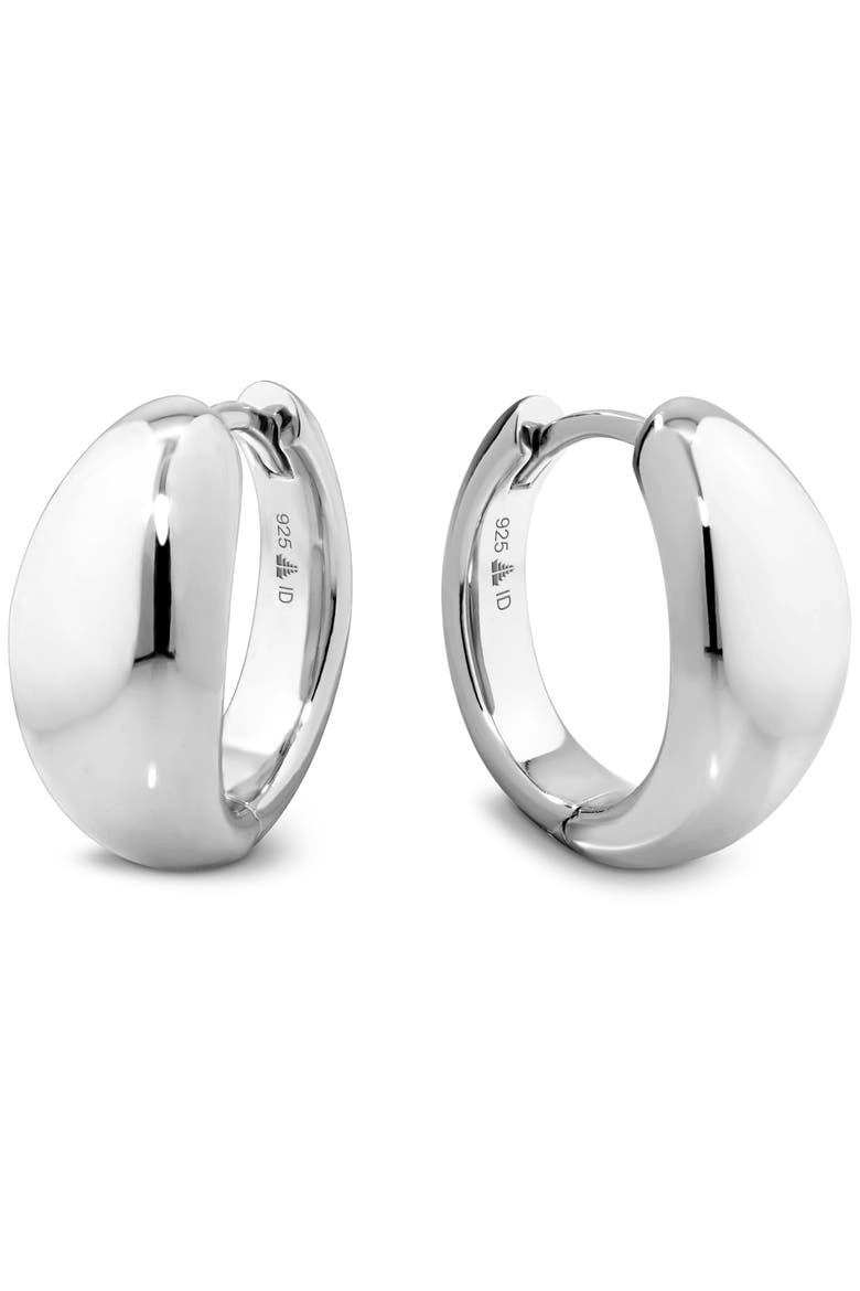 Dome Hoop Earrings in Rhodium Plated Sterling Silver, Main, color, Silver