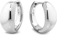DEVATA Dome Hoop Earrings in Rhodium Plated Sterling Silver