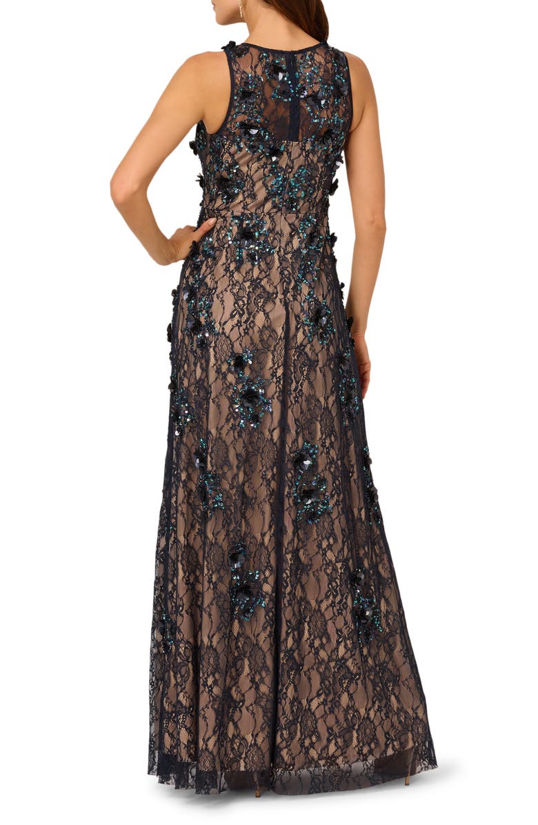 Adrianna Papell Sequin Lace Sleeveless Gown, Alternate, color, Midnight Multi/ Nude