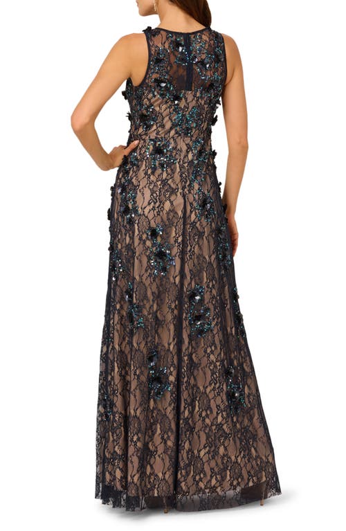 Adrianna Papell Sequin Lace Sleeveless Gown In Black