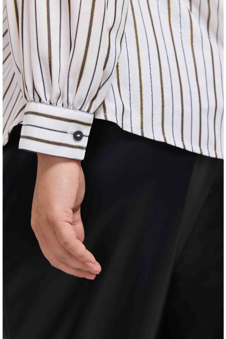 Daphne Metallic Stripe Cotton Blend Pullover Shirt, Alternate, color, WHITE/ MULTI