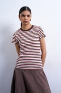 Topshop Stripe Short Sleeve Stretch Cotton Rib T-Shirt