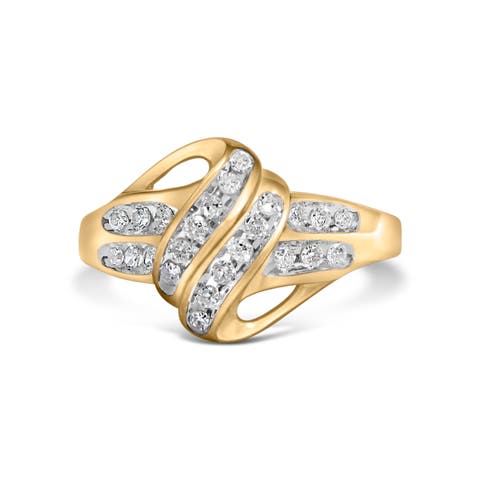 10K Yellow Gold Plated .925 Sterling Silver 1.0 Ctw Diamond Flower Cluster Open Halo Floral Ring