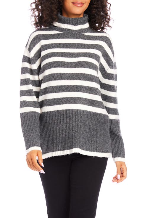 Stripe Turtleneck Sweater