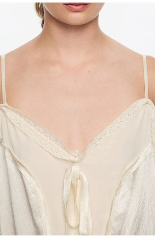 Bimba Y Lola Mixed Fabrics Straight Cut Midi Dress In White