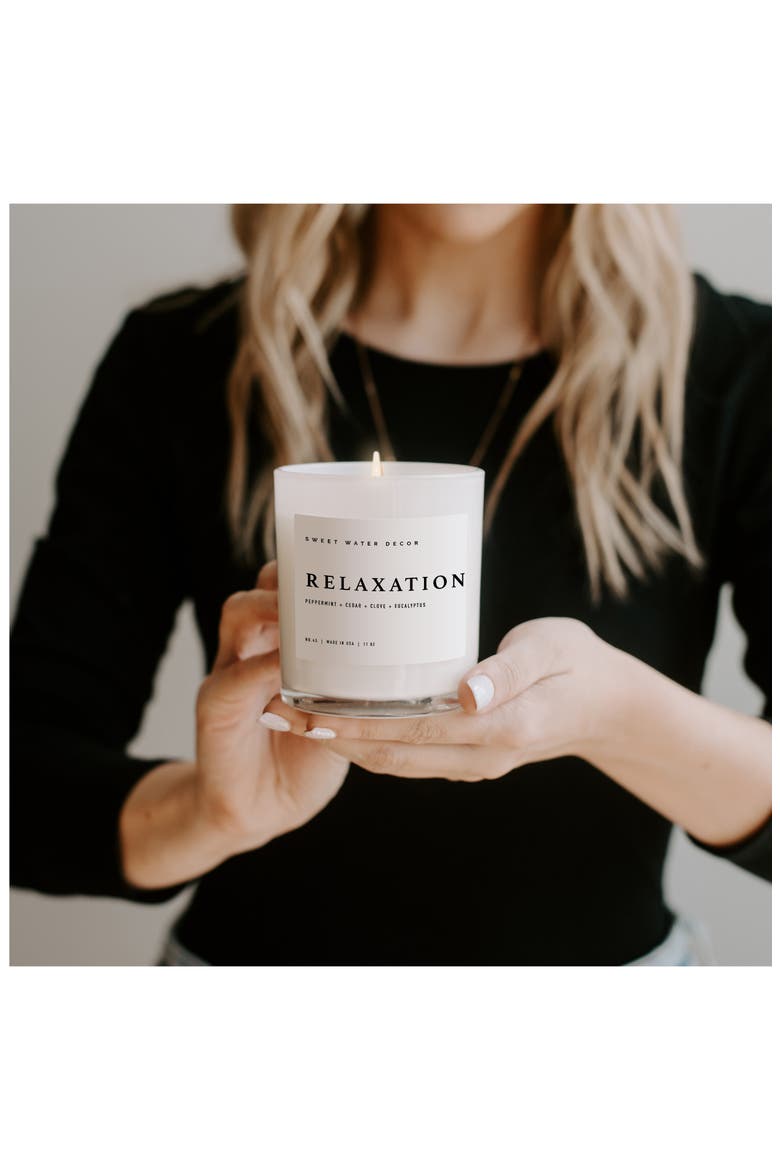 Relaxation 11 oz. White Jar Candle, Alternate, color, WHITE