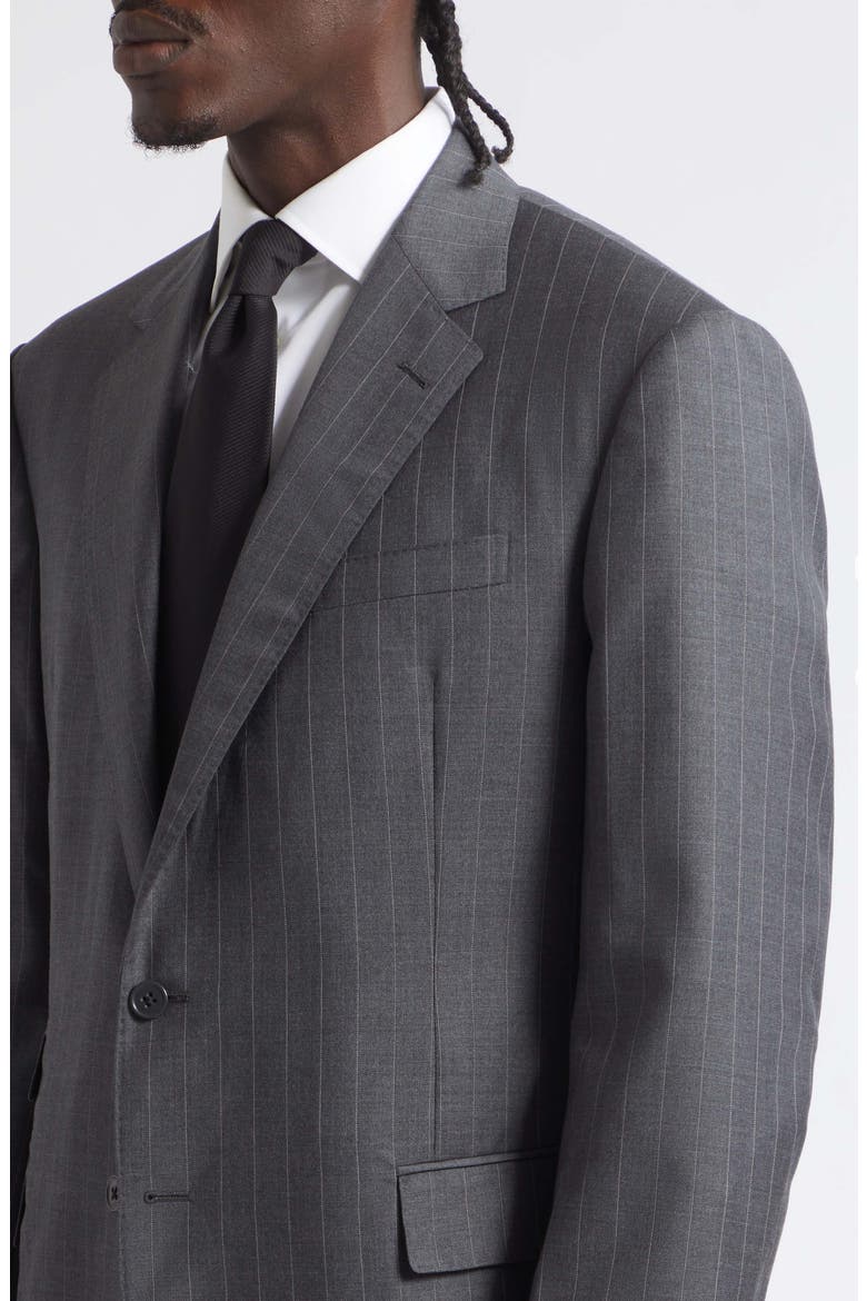 Grey Pinstripe Wool Suit, Alternate, color, GREY
