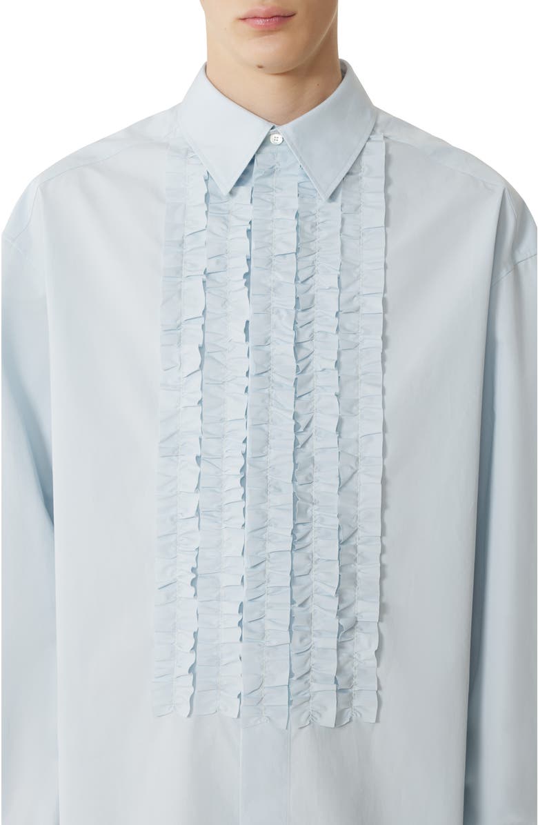 Lanvin Cotton Poplin Bib Front Shirt, Alternate, color, Sky Blue