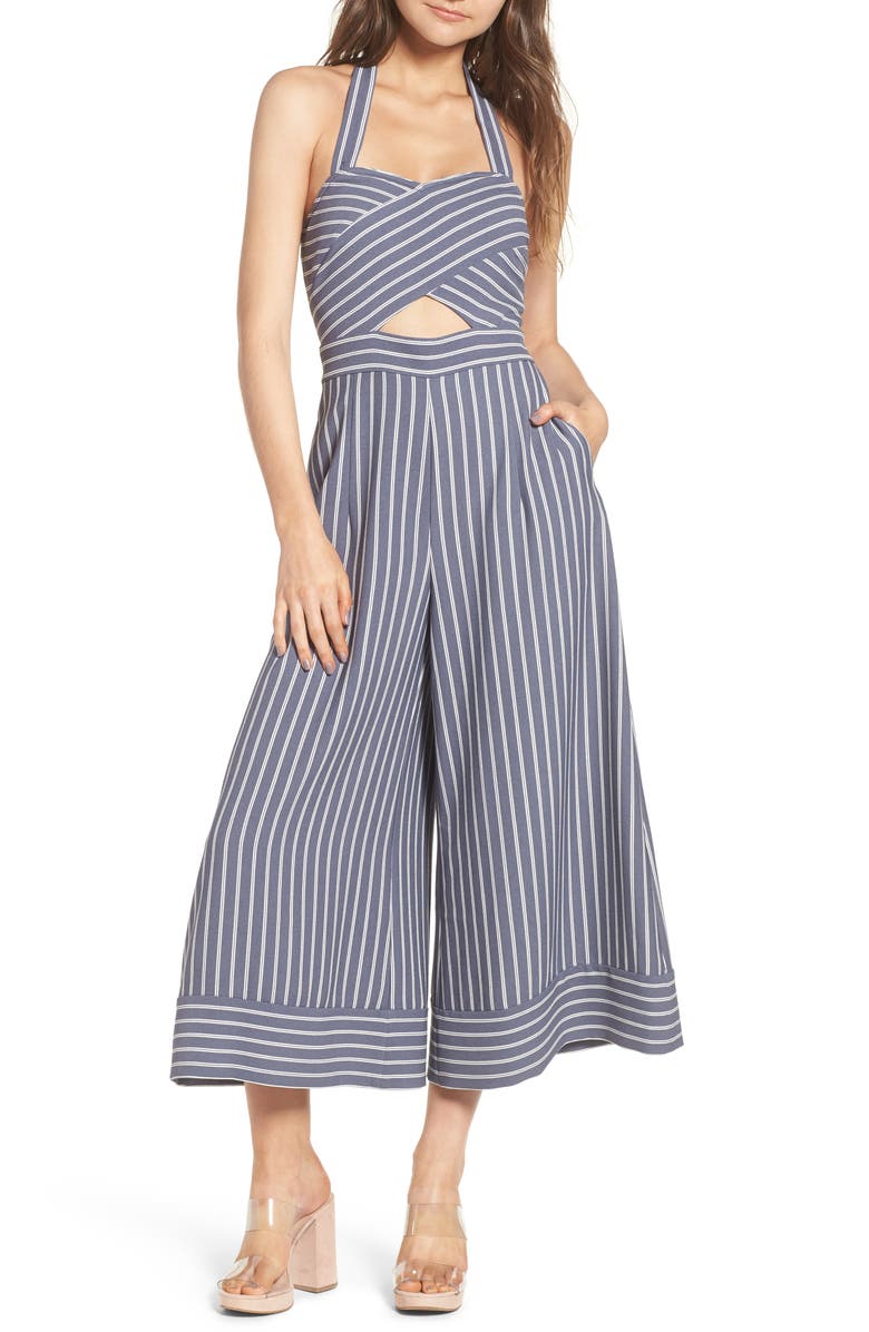 Leith Stripe Convertible Halter Jumpsuit, Main, color, 