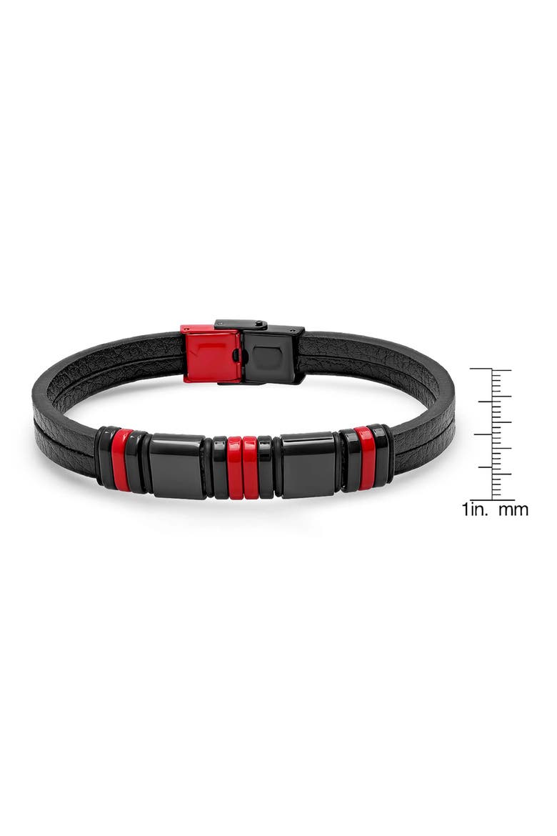 Men's Leather & Stainless Steel Bracelet, Alternate, color, BLACK MULTI