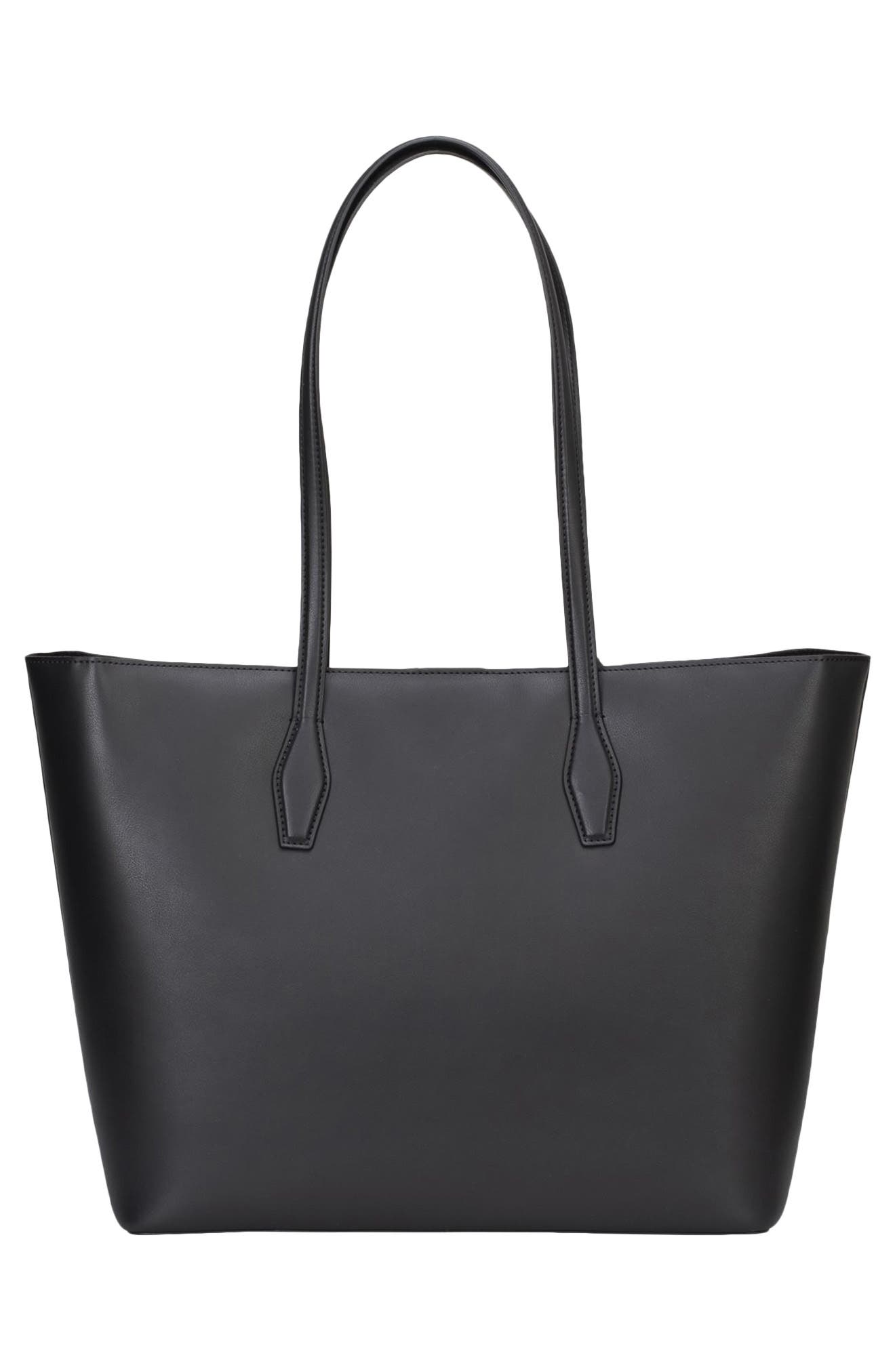 HUGO Numah Faux Leather Tote, Alternate, color, Black