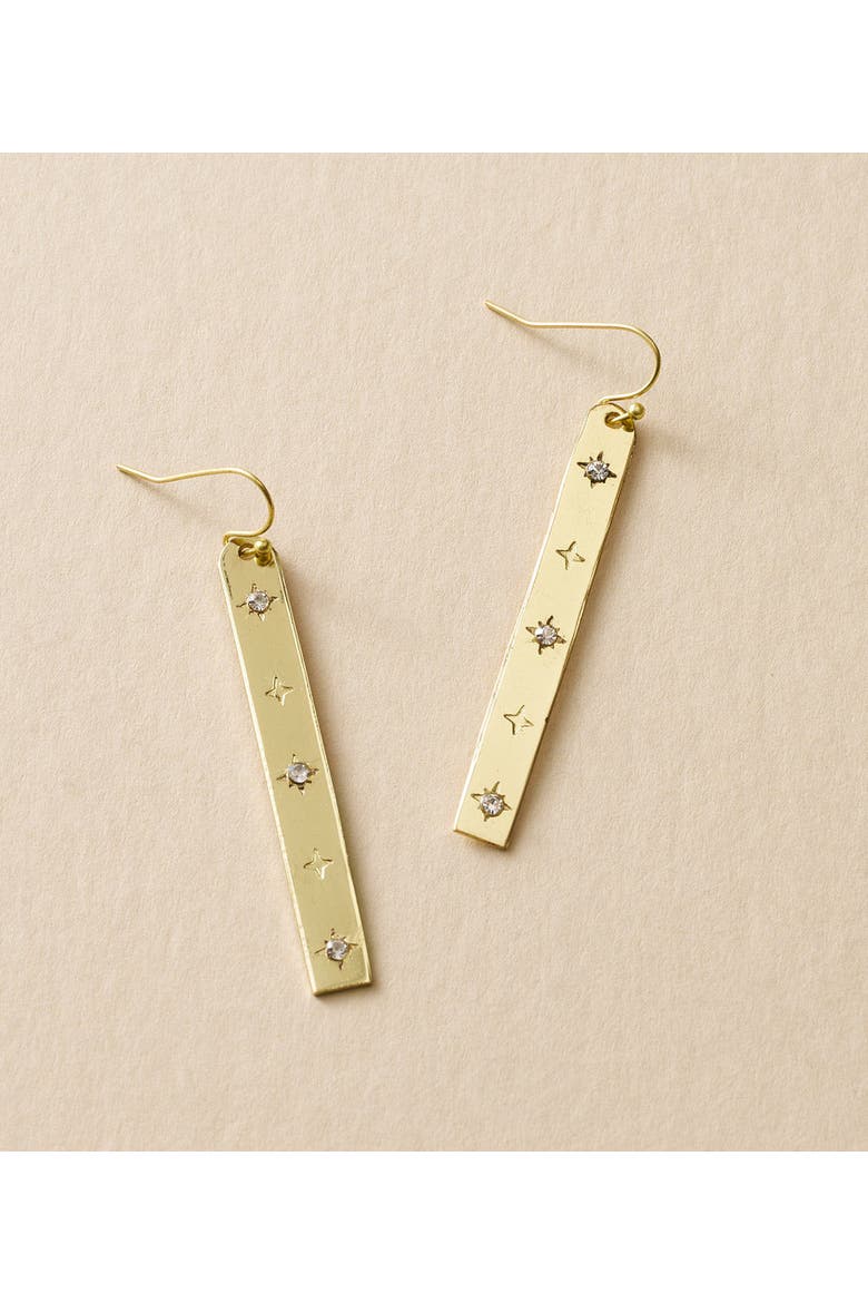 Sitara Starry Long Linear Studded Earrings, Alternate, color, Gold