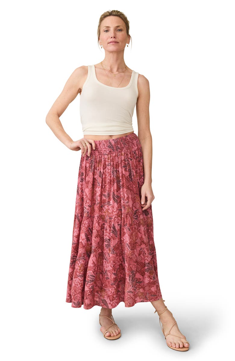 Faherty Woodstock Tiered Smocked Waist Skirt, Alternate, color, 