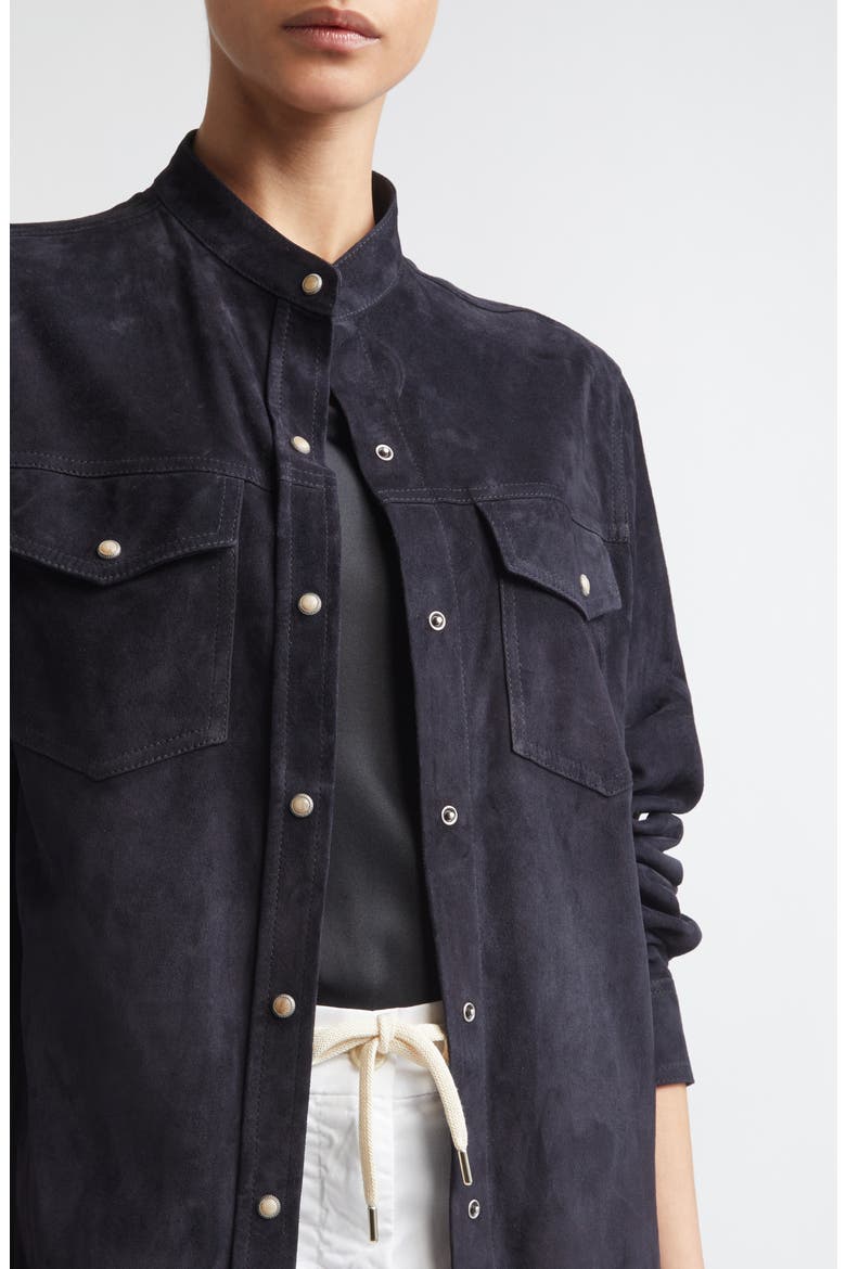 Lambskin Suede Overshirt, Alternate, color, 11 BLUE