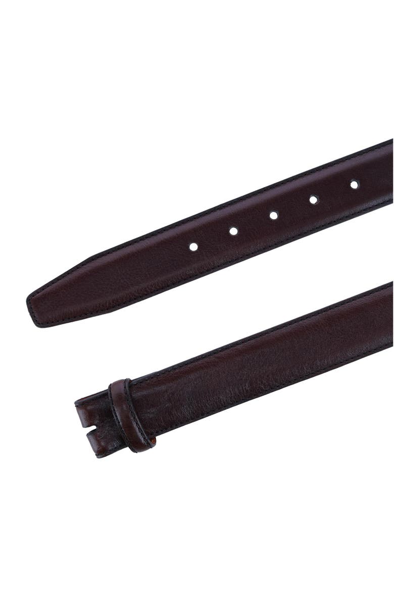 Big & Tall Feather Edge Pebble Leather Harness Belt Strap, Alternate, color, Brown