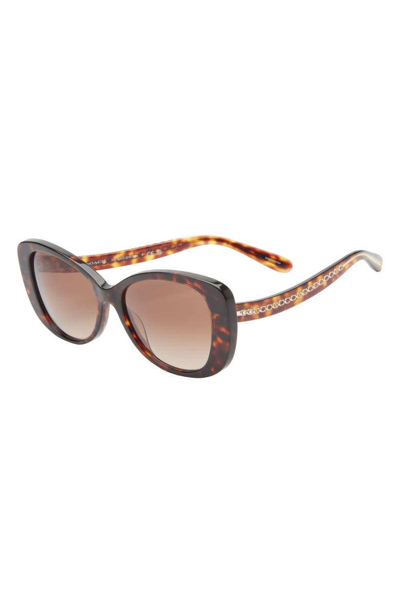 COACH 57mm Rectangle Sunglasses, Alternate, color, Tortoise