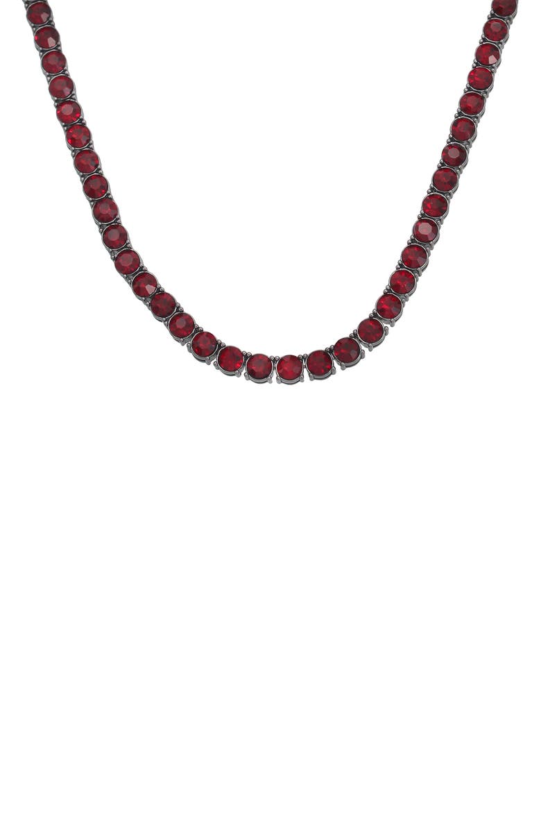 AllSaints Crystal Tennis Necklace, Alternate, color, Black