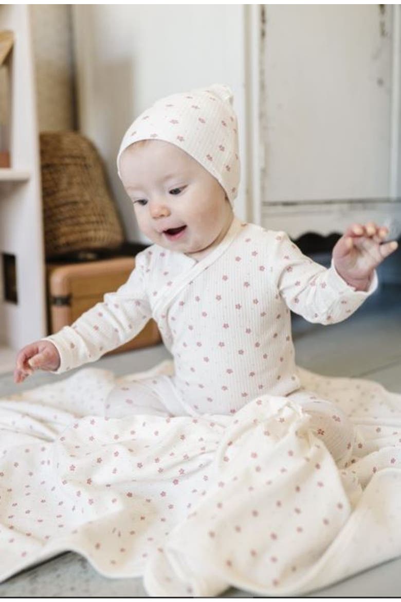 Baby Ribbed Cotton Receiving Blanket, Alternate, color, Floral Pin Dot