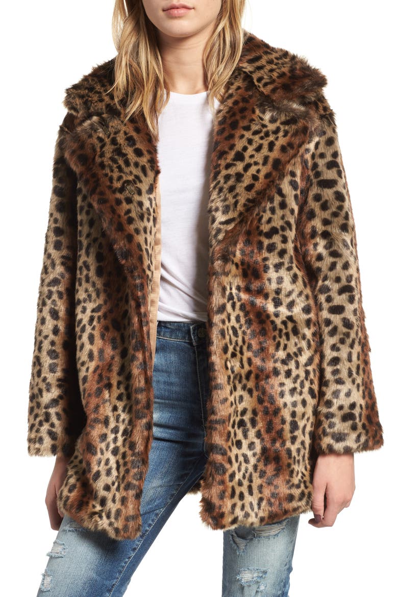 Mika Leopard Faux Fur Jacket, Main, color, LEOPARD