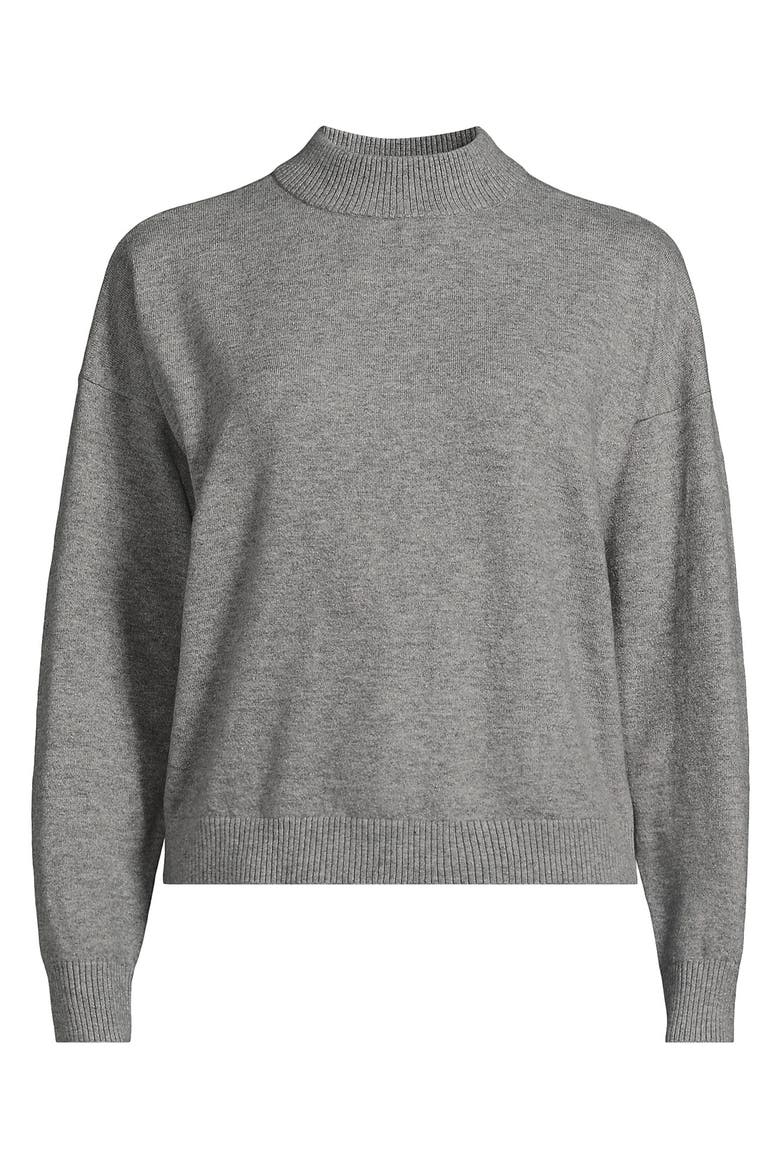 CashTouch Drop Shoulder Mock Neck Sweater, Alternate, color, Gray Heather